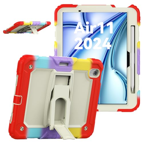 Coque iPad Air 11 M2 anti-choc protège écran et stylet rouge
