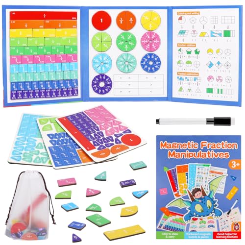 Bruchrechnen Material Magnetisch, Bruchrechnen Montessori-Material, Mehrfarbiges Bruchrechnen Lernen, Magnetisches Bruchbuch Bruchteil Puzzle, Mathematik lernspielzeug Fraction Puzzle für Kinder (A)