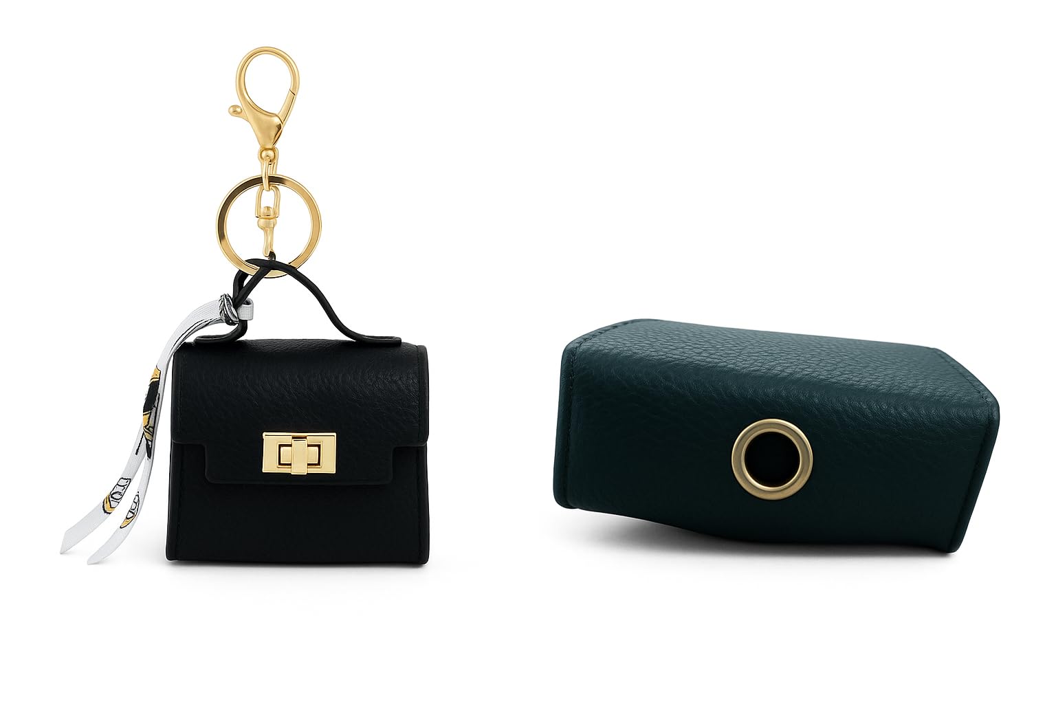 Everything Chic Luxury Designer Dog Poop Bag Holder Case – Barkin Pet Waste Bag Dispenser Pouch with Gold Hardware, Portable Dog Walking Accessory