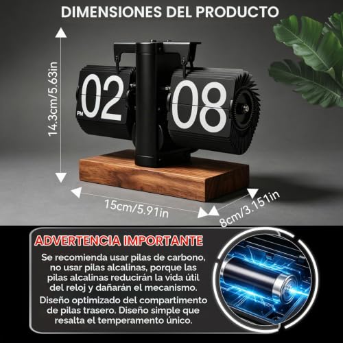 Miniatura 3 de Cyrank Reloj De Escritorio Con Tapa, Reloj Digital Retro Con Tapa, Reloj Digital Con Tapa, Reloj Mecánico, Reloj Con Tapa, Reloj De Tubo De Giro Automático Vintage Negro Un