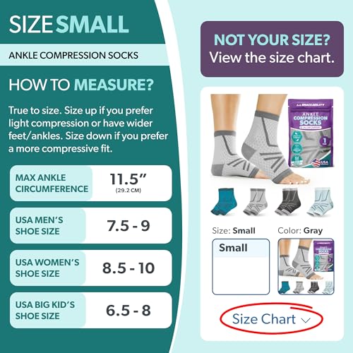 Image of BraceAbility Athletic Ankle Compression Socks for Men and Women - Toeless Running Ankle Brace Support Sleeves for Sports, Workouts, Plantar Fasciitis, Achilles Tendonitis, Foot Pain Relief (S - Gray)