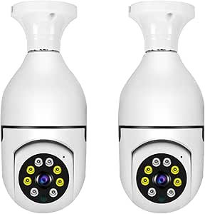 2 Pack Wireless WiFi Light Bulb 1080p Security Camera - 2.4GHz WiFi Smart 360 Camera for Indoor and Outdoor, Light Socket Camera with Real-time Motion Detection and Alerts, Night Vision asin的图片