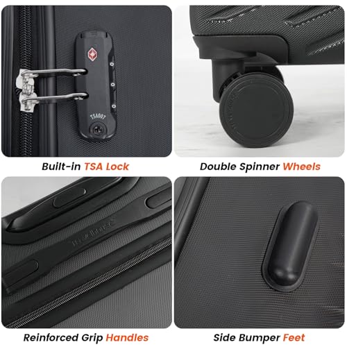 Image of Travelhouse 9-Piece Hardshell Luggage Set with Spinner Wheels & TSA Lock | Lightweight ABS suitcase set: 16 inch, 20 inch, 24 inch, 28 inch hardside suitcases + tote bag + packing cubes