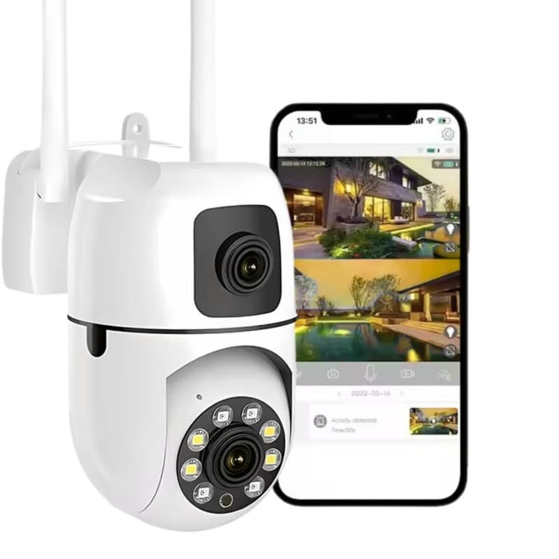 Image of 4+4MP Dual Lens Mini Wireless PTZ | Live Monitoring | CCTV Camera Color Night Mode | Motion Detection | Intercom Support | Indoor /Outdoor Security Camera for Home (Dual Lens Mini Dome)