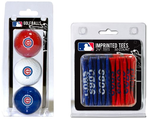 Team Golf MLB Chicago Cubs 3 Golf Balls And 50 Golf Tees Logo Imprinted Golf Balls (3 Count) & 2-3/4