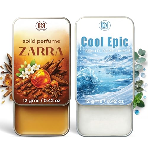 Image of Dr.Mashur Solid Perfume |zarra&Cool Epic Alcohol Free Wax Perfume Balm, Long Lasting | Pocket Tin 12g, Pack Of 2| Non Greasy Smooth Glide, Travel Friendly Men And Women