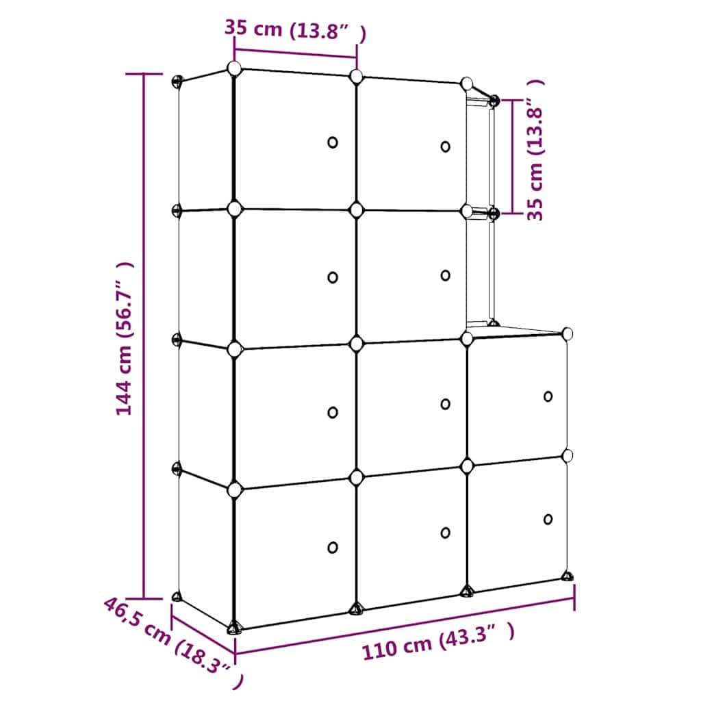 Armoire de rangement 10 Compartiments Polypropène Noir