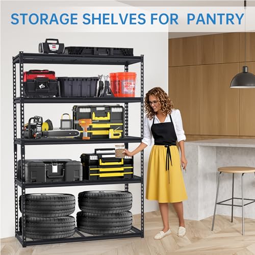 Image of Heavy Duty Storage Shelves 48x18x72 in, 2500Lbs Adjustable Metal Shelving for Garage Organization, Durable Garage Shelving Easy Assemble