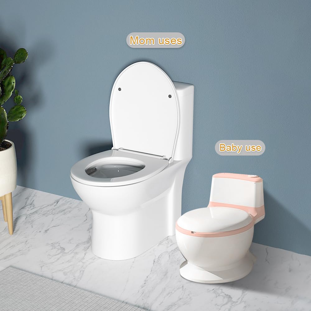 Maceta blanca Baby WC infantil, con sonido de drenaje, base antideslizante para la seguridad de tu bebé rosa, 2 unidades