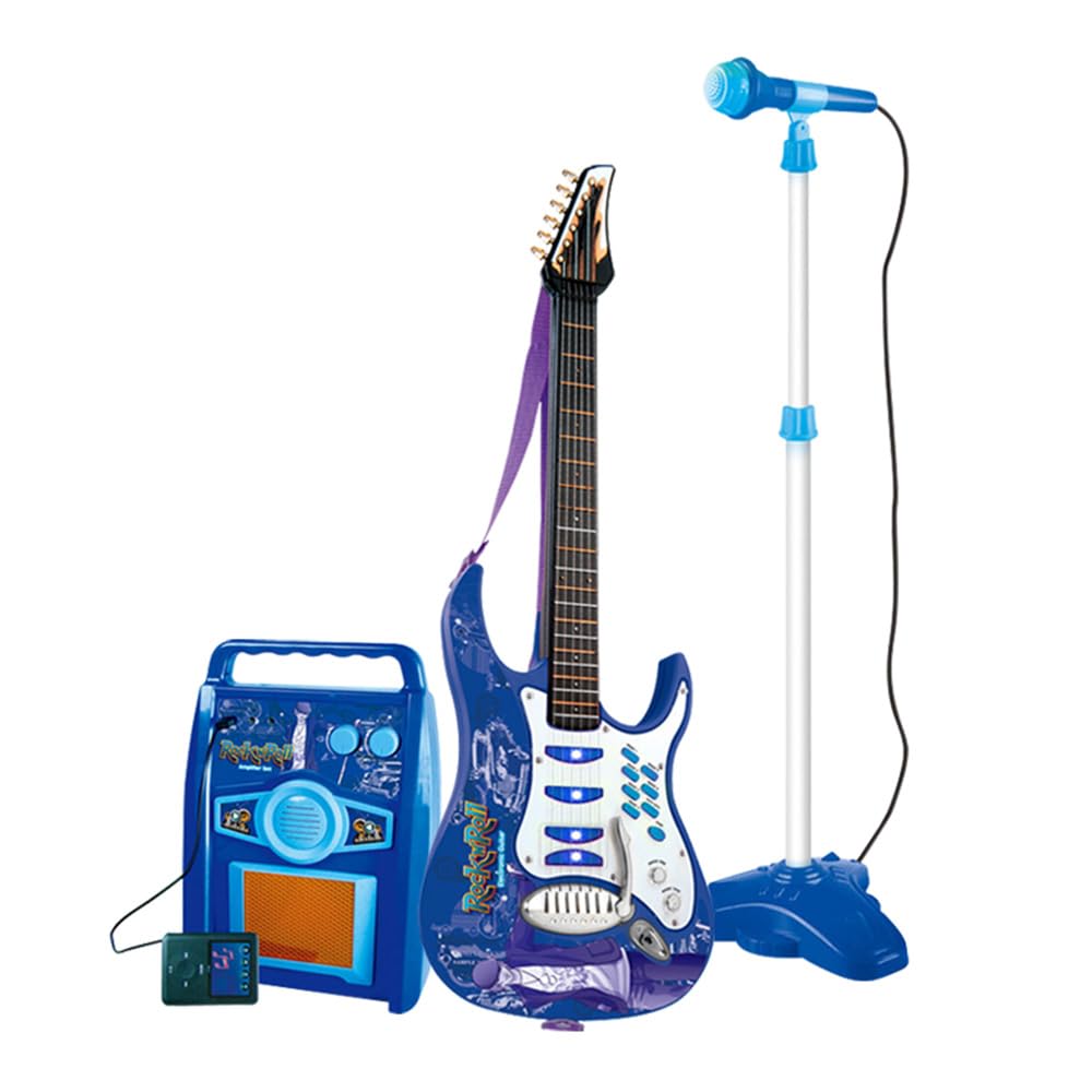 Mikrofon do karaoke gitara zestaw muzyczny mikrofon karaoke gitara zestaw muzyczny wielofunkcyjne zestawy instrumentów muzycznych regulowana głośność zamknięte gałki gitara elektryczna ze