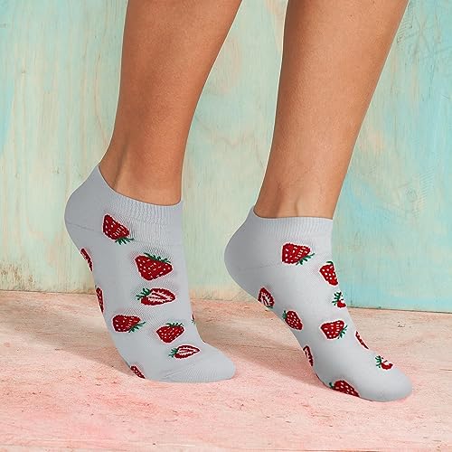 Image of KONY Women's Cotton Ankle Socks, Fun Novelty Patterns, 5 Pairs | 86% cotton, low cut fit, colorful designs, stocking stuffer, birthday gift, Christmas gift, women & teen girls, size 5-10