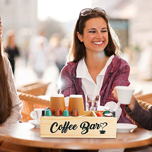 Coffee Bar Accessories With Small Removable Dividers,Coffee Pod Storage Basket With Handle,Farmhouse Kcup Coffee Station Organizer For Countertop,For Coffee Lover And Coffee Bar Decor Kitchen Counter #TOP6
