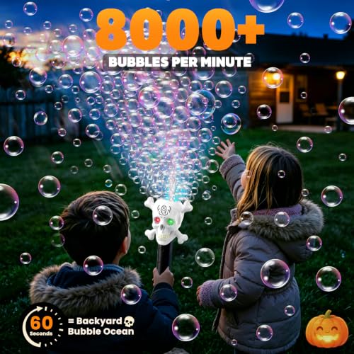 Zerhunt Skull Bubble Wand for Kids: 1-Sec Halloween Excitement (Black) - Image 4