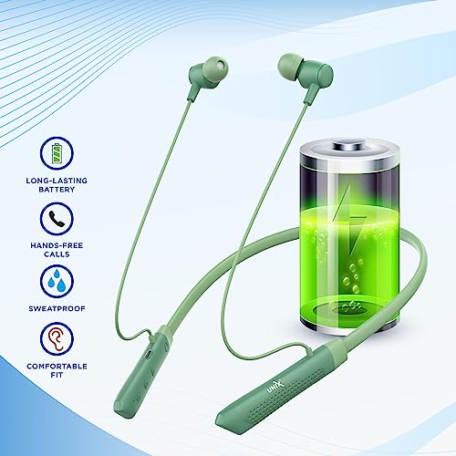 Image of Unix UX-700 Horizon Wireless Neckband | 34-Hour Playtime | Extra Bass | Magnetic Earbuds | Bluetooth Headset with Mic | Sweatproof | Ergonomic Fit | 200mAh Battery | Hands-Free Calling (Green)