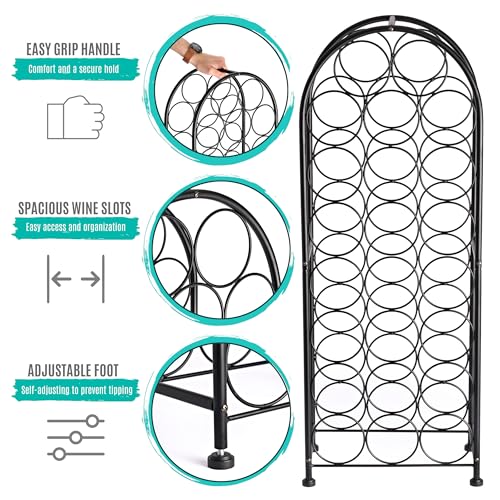 Sorbus Mini Freestanding Floor Wine Rack, Bottle Storage (23 Bottle, Black) - image 6