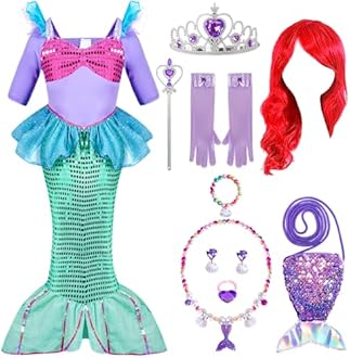 Spooktacular Creations Deluxe Mermaid Costume Set with Red Wig and Headband (Medium (8-10))