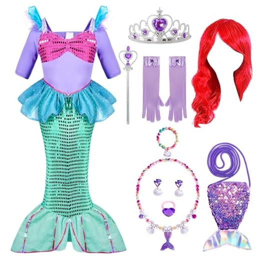 Spooktacular Creations Disfraz de Sirena con Peluca roja y Diadema (XS)