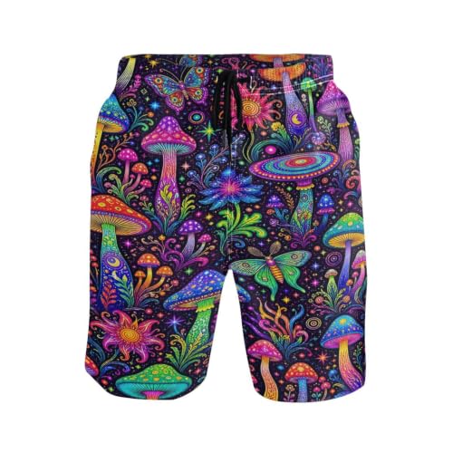J JOYSAY Mushroom Print Mens Swim Trunks Surf
