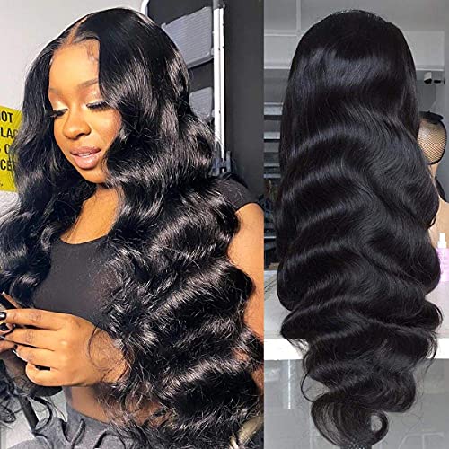 GLY Lace Front Wigs Human Hair Body Wave Lace Wigs For Black Women 13x4 Lace Frontal Wigs 10 A Brazilian Virgin Human Hair Wigs With Baby Hair Pre Plucked 180 Density, 26 Inch