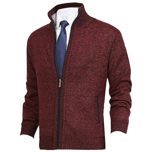 Cardigan pour homme coupe ajustée gilet tricoté décontracté col montant