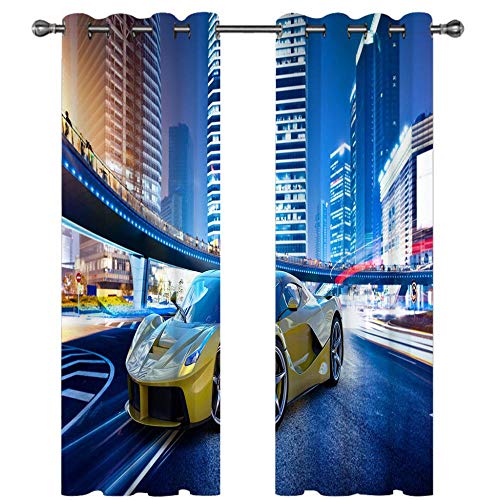 BLZQA Rideau Occultant Oeillet Rideau Isolant Thermique Rideau Home Decorative Isolant et Sonore Draperies Polyester pour Le Salon de la Chambre,Voiture de Sport citadine 75 cm x 166 cm x 2 Cover