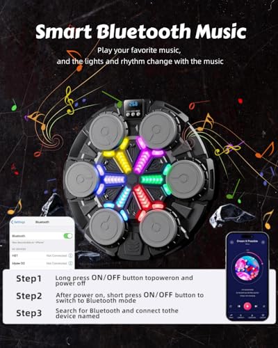 Image of Upgraded Music Punching Machine for Kids and Adults, Wall Boxing Punching Pad with Bluetooth & Rhythm Lights, 3 Speed Modes, Home Fitness Boxing Equipment with Gloves for Boys Girls Teenagers