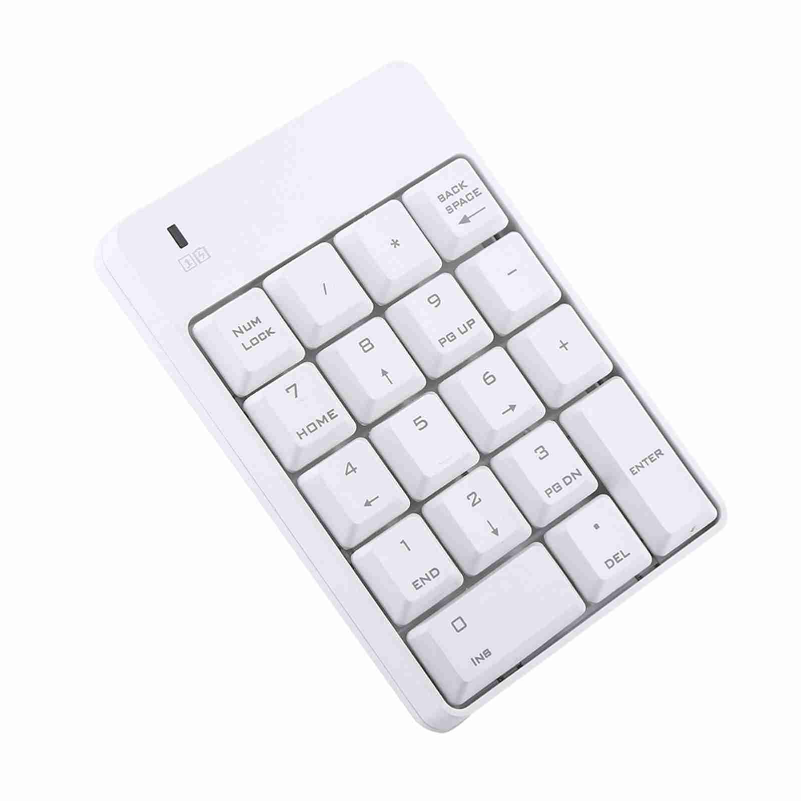 Topiky Teclado numérico USB, 2.4 GHz Teclado numérico inalámbrico USB Numpad Número 18 Teclas para PC portátil, Blanco(Blanco)