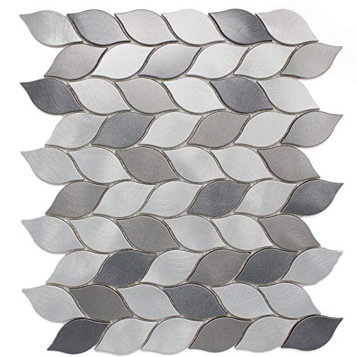 TAFDG-07 Aluminum Silver and Grey Leaf Metal Mosaic Tile-Kitchen and