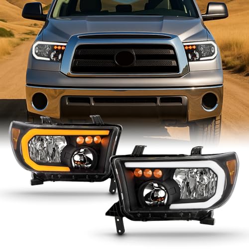 AKKON - Fits 2007-2013 Toyota Tundra 2008-2017 Sequoia Black Headlights