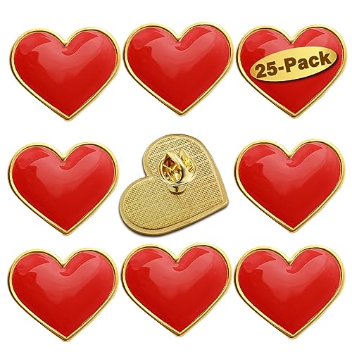 Image of 12 /25 /50 /100Pcs Multicolor Heart Love Lapel Pins Bulk - Metal Heart Health Brooch Badge For Men Women Clothes Bags Hats