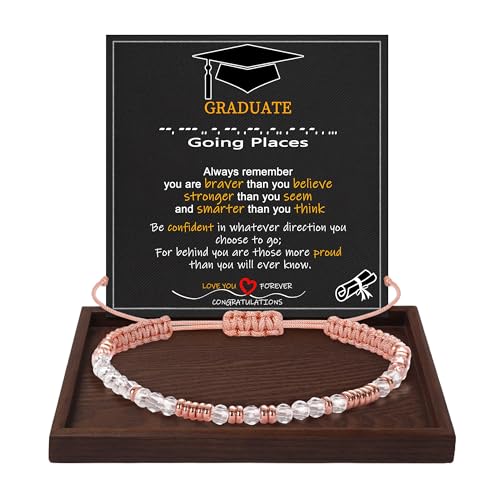 Btysun Morse Code Bracelets for Women Christmas Gift Stocking Stuffers for Teens Pink Braided Bracelets Inspirational Best Friend Birthday Gifts for Her High School Graduation Gifts for Her 2025 Mom Bracelet Jewelry