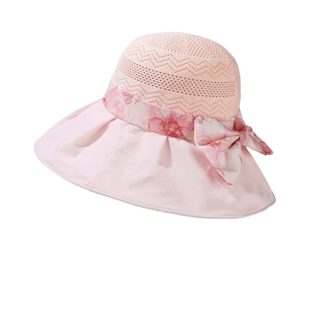 Chapeau de soleil élégant femme pliable rose grand bord protection UV