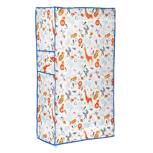 Image of BONTEC Baby Wardrobe for Clothes - almirah - Rack fot Storage Multipurpose Plastic almirah Printed Cover 6 Shelves Storage Clothes Storage Rack Quick Cabinet /Multipurpose (Baby Animal)