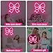 Pink Bow Neon Signs for Wall Decor Girls Room Beauty Salon Pink Aesthetic Room Decoration LED Neon Lights Sign 15″ × 13.4″