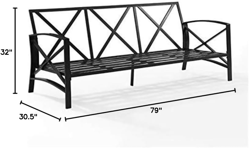 Afuera Living Outdoor Sofa, Metal Frame with Mist Green Polyester Cushions, Oil Rubbed Bronze Finish, Weatherproof, Comfortable Seating for 3, 79 in Wide Patio Couch, Balcony or Porch Furniture