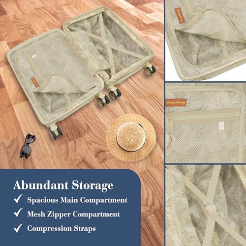 Tommy Bahama 22.5 Inches Rolling Carry On, Hard-Sided Suitcases with Spinner Wheels, Cream3