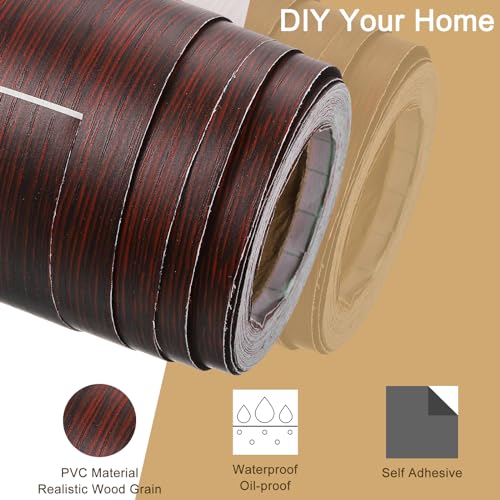 Image of uxcell Wood Grain Tape, 2 inch x33 Ft Self Adhesive Wood Grain Repair Patch for Baseboards, Doors, Floor Repair, Furniture Home Decor Rose Wood