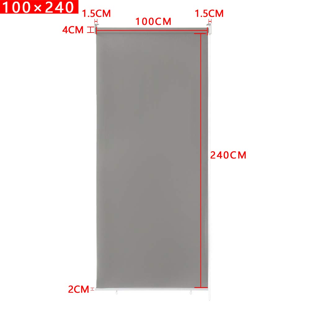 Froadp 100x240cm Tenda a Rullo Esterna, Tenda Avvolgibile Oscurante con Morsetti e Catenella, Privacy Tenda Riflettente con Funzione Termica, Protezione Solare Tenda per Finestre e Porte(Grigio)