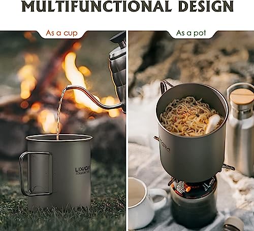 Lixada Titanium Pot, Camping Pot Titanium Cup Tianium Backpacking Pot With Partable Foldable Handles For Outdoor Camping Hiking Backpacking #TOP3
