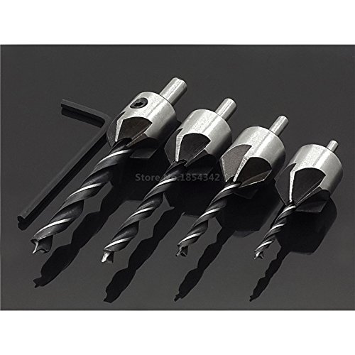 Generic 4mm 4pcs Set Countersink Drill Bit End Milling Wood Reamer