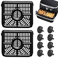 GWYXC Air Fryer Replacement Parts for Ninja Foodi FlexDrawer Dual Zone Hot 10.4L 7 in1 AF500EUCP 6 in 1 6L AF550EU, 2 PCS Air Fryer Accessories Grill Pan Crisper Plate Rack Tray Auflaufform Zubehör