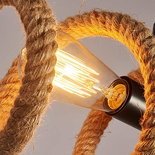 Plafonnier industrie lampe décorative spirale en corde de chanvre - 5