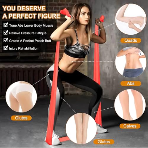 Image of Medgears Resistance Band for Beginner Light Exercise Band - 5 Feet Each, (Material: Latex Free Rubber) (Red)