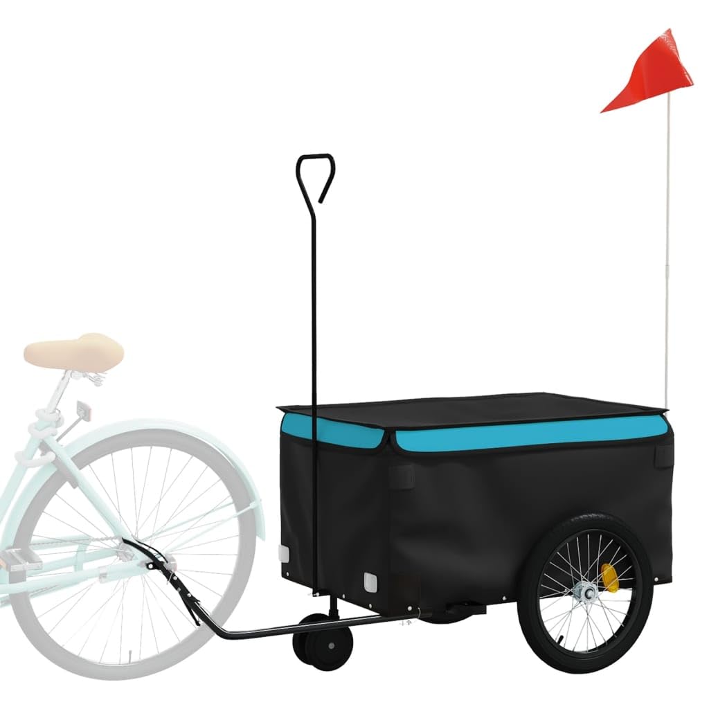 ShGaxin Fahrradanhänger Schwarz und Blau 30 kg Eisen, Fahrrad Anhänger, Lastenanhänger, Handwagen, Fahrrad-lastenanhänger, Lastenfahrrad - 94100