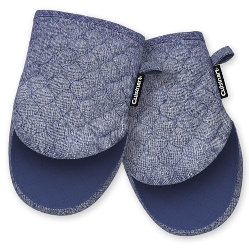 Image of Cuisinart ShieldPro Mini Silicone Oven Mitts, 2-Pack 5.5 inchx8.5 inch, 450F | Non-slip grip on hot cookware, hangs neatly by the stove, cotton lining adds comfort,ambidextrous for smaller hands