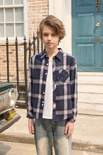 Image of Betusline Boy and Men Button Down Plaid Shirt | Soft,Breathable and Comfortable Fabric