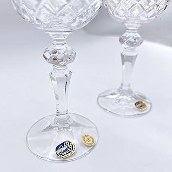 ナハトマン　ボヘミアンガラス　切子　ワイングラス 2個セット Amazon | ボヘミアクリスタル ペアハワイアン切子 ボヘミアン