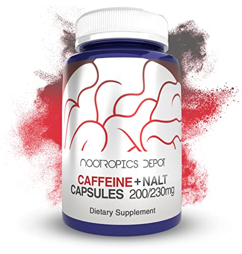 Nootropics Depot Caffeine + N-Acetyl L-Tyrosine Capsules | 200mg Caffeine | 230mg NALT | 60 Count |Promotes Energy | Promotes Positive Mood
