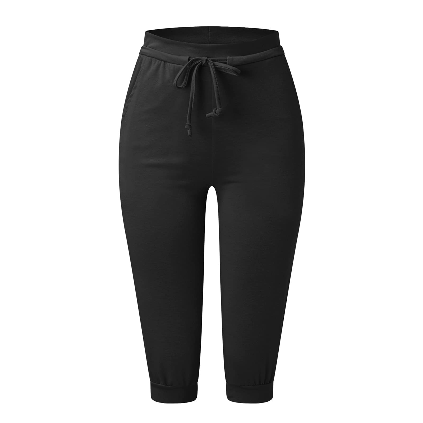 Pantalon Large Femme été 3/4 - Tissu Léger Respirant - Taille S-XXL - Avec Poches - Pour Sport, Détente, Quotidien