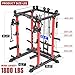 Power Cages Multi-Purpose Squat Rack with Cable Crossover System, Matching Weight Bench, Olympic Barbell Weight Set for Garage and Home Gyms (Red, L02-Power Cage+Weight Bench+Color BP 230LBS)
